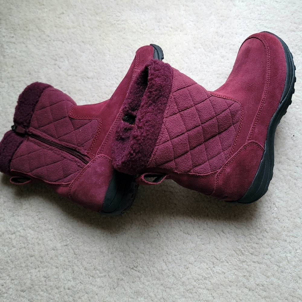 L.L.Bean Women's Suede Insulated Winter Snow Boots Burgundy Size 7 M - Picture 2 of 10